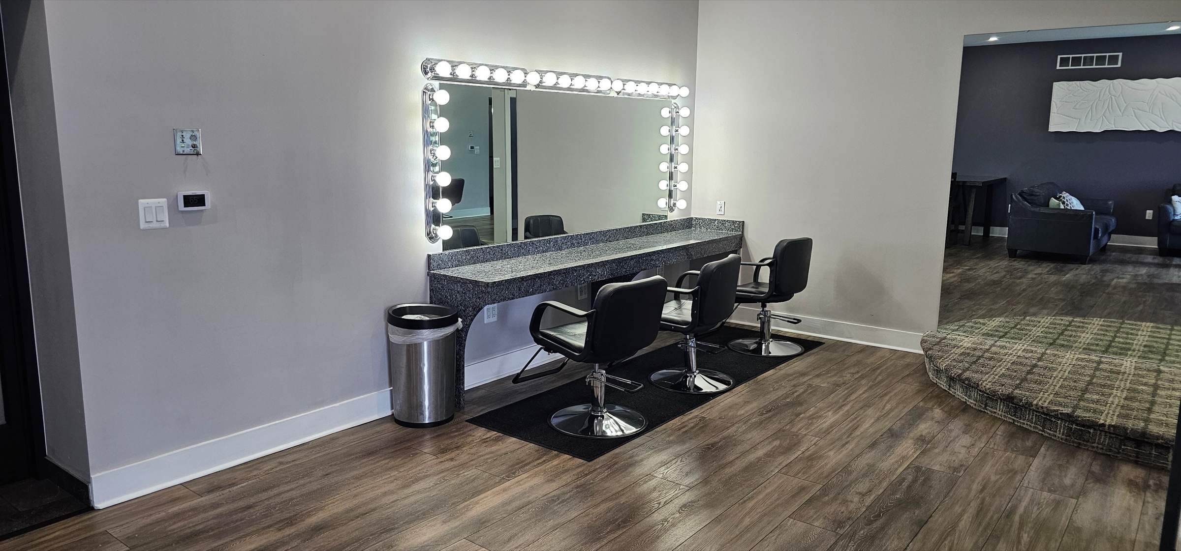 Hair and makeup salon in the bridal suite