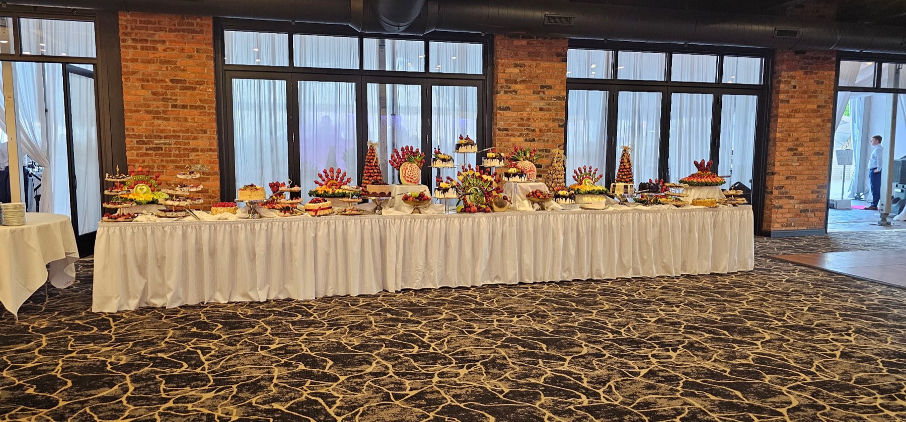 A dessert display from the in-house kitchen
